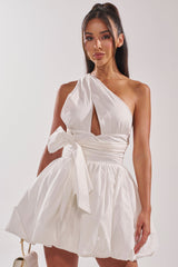 PRETTY IN POPLIN STRAPPY MULTIFUNCTION MINI DRESS IN WHITE
