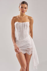 SABRINA LACE LAYERED MINI DRESS IN IVORY
