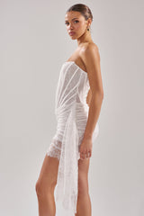 SABRINA LACE LAYERED MINI DRESS IN IVORY