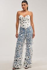 MIXED FLORALS RELAXED DENIM