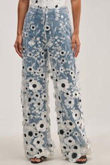 MIXED FLORALS RELAXED DENIM