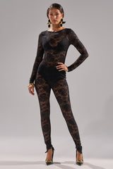 FROM DAY TO NIGHT LACE JUMPSUIT IN BLACK