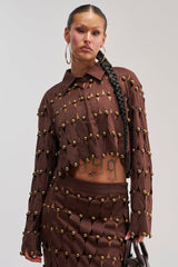 THE SNEAK PEEK STUDDED SUEDE BLOUSE