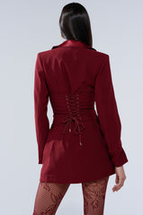 BUSINESS CASUAL BLAZER DRESS IN BURGUNDY