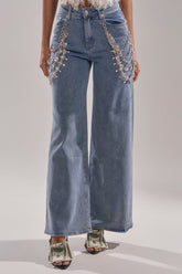 DIAMOND LOVER RELAXED DENIM WITH RHINESTONE