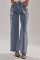 DIAMOND LOVER RELAXED DENIM WITH RHINESTONE