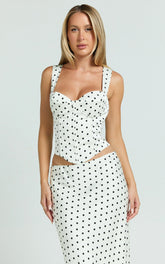 Runaway The Label - Karlita Bustier in White Polka