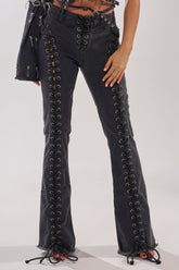 HOTTY LACE UP FLARE DENIM