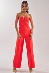 BOSS LADY JUMPSUIT IN RED