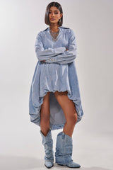AMELIA DENIM HIGH-LOW DRESS
