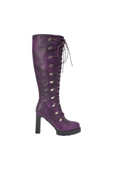 AZALEA WANG AURIGA PLUM LACE UP BLOCK BOOT