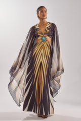 SHEER OPULENCE CUTOUT MAXI DRESS
