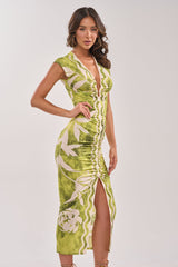 FUN IN THE SUN CINCHED MIDI DRESS