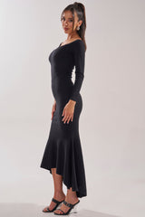 KALLIE OFF SHOULDER LONG SLEEVE SWEATER MAXI DRESS