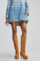 AZALEA WANG CLEDQYN CHESTNUT SUEDE STILETTO BOOTIE