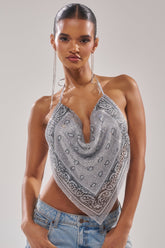 FREESTYLE RHINESTONE COWL NECK TOP