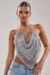 FREESTYLE RHINESTONE COWL NECK TOP