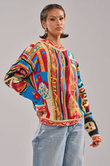 RETRO OVERSIZED SWEATER IN MULTI