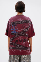FIRST ROW INTELLECTUAL PROPERTY GRAPHIC TEE IN BURGUNDY