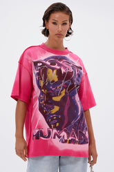 FIRST ROW POST HUMAN OVERSIZED GRAPHIC TEE IN PINK