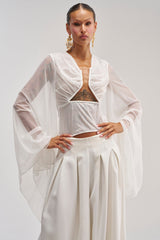 CELESTE CUTOUT DRAPE TOP IN WHITE