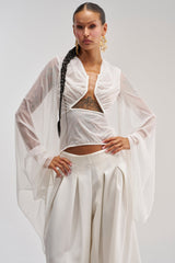 CELESTE CUTOUT DRAPE TOP IN WHITE