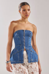 UPSIDE DOWN DENIM CORSET