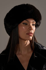 LUXE JENNY FAUX FUR HEADBAND IN BLACK