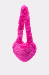 LANA FAUX FUR HEART BAG IN PINK