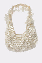 NO WORDS BEADED BAG IN WHITE