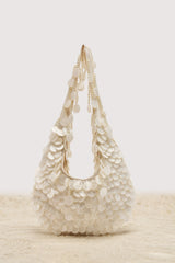 NO WORDS BEADED BAG IN WHITE