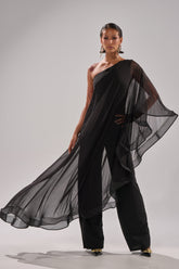 SANDO MESH JUMPSUIT IN BLACK