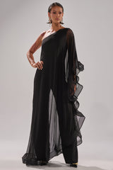 SANDO MESH JUMPSUIT IN BLACK