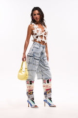 FORGET ME NOT DENIM CARGO BERMUDA SHORT