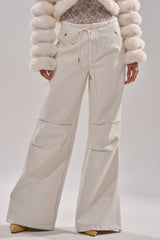 GET WITH IT FAUX LEATHER TROUSER IN WHITE