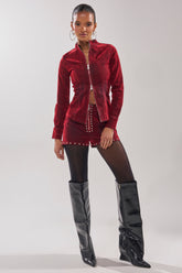 RODEO VIBES VELVET DENIM STUDDED SHORT