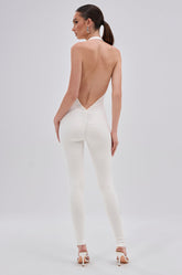 KEEP IT CASUAL HALTER JUMPSUIT IN WHITE