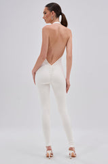 KEEP IT CASUAL HALTER JUMPSUIT IN WHITE