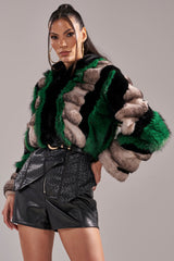 SUPERNOVA PANELED FAUX FUR IN GREEN