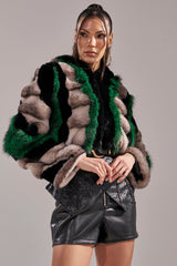 SUPERNOVA PANELED FAUX FUR IN GREEN