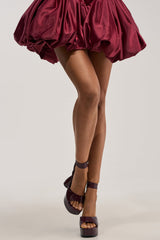 AZALEA WANG MALIK BURGUNDY BLOCK HEEL CROC SANDAL