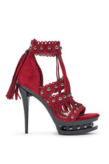 AKIRA GOLD BURGUNDY SUEDE STILETTO SANDAL