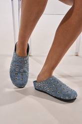 AZALEA WANG MARSHA DENIM GROMMET DETAIL FLAT