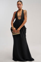 BORN TO SHINE SWOOP MAXI DRESS IN BLACK