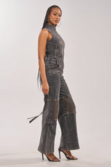 CAMILLA SLEEVELESS DENIM JUMPSUIT