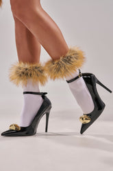 REALLY LIKE THAT FUR TRIM SOCKS