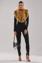 OH HOT DAMN BABY FUR TRIM JUMPSUIT