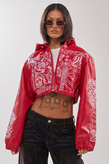 PAINT THE TOWN RED EMBROIDERED BOMBER