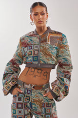 WILD CROPPED PATCHWORK BOMBER