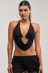 FESTIVAL QUEEN BRALETTE TOP IN BLACK